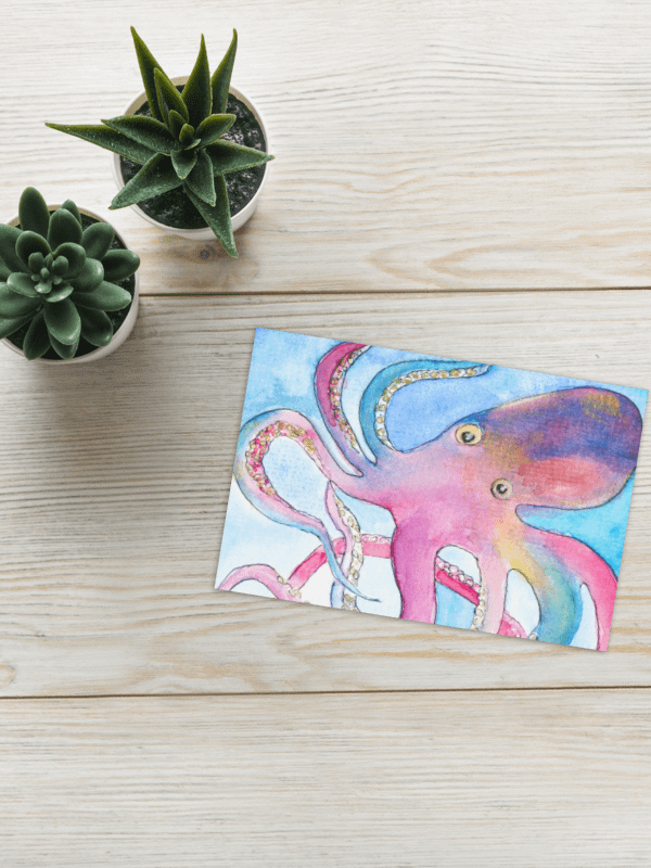 Rainbow Octopus Blank Card product image (4)