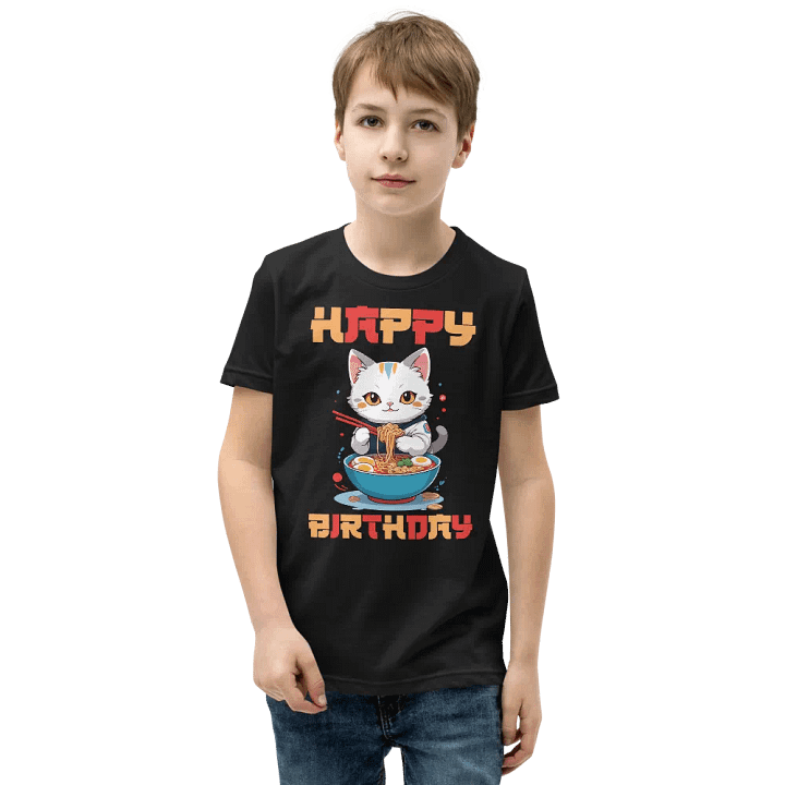 Happy Birthday (Cat With Noodles) T-Shirt For Kids product image (1)