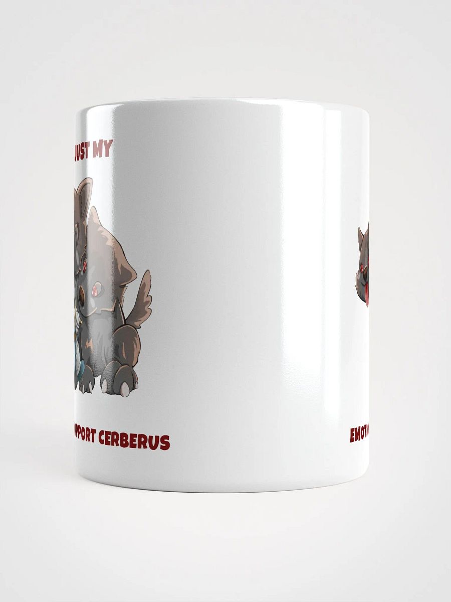 Emotional support Cerberus & Knight white ceramic mug 11oz 15oz 20oz for gamers and dog lovers product image (5)