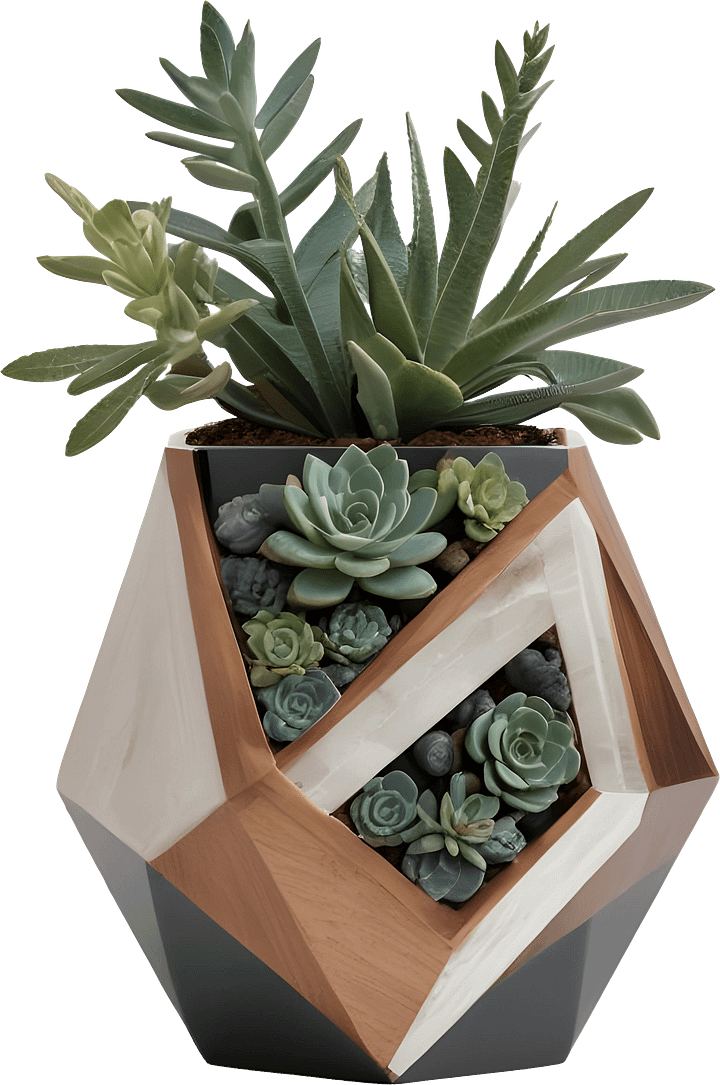 Earthly Symphony – Boho Chic Pot with Plant PNG product image (1)