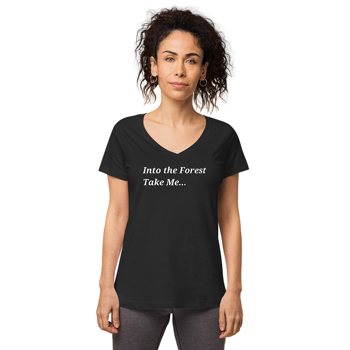 The Stairs in the Woods Tagline Women's Fitted V-Neck Tee product image (1)