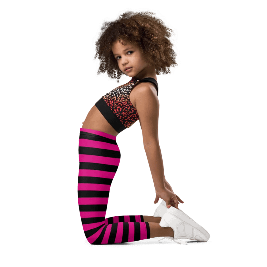 Striped Pink and Purple Kids Leggings product image (2)
