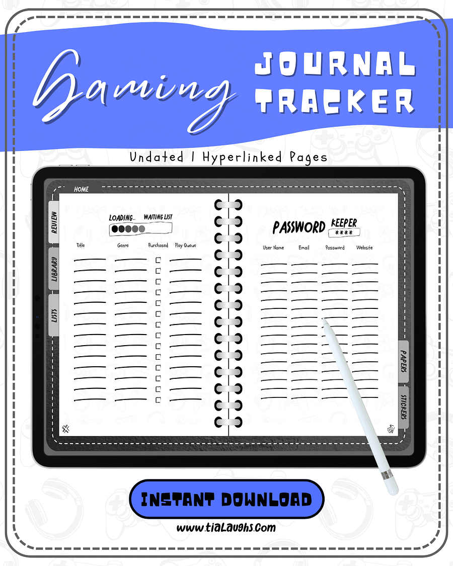 Gaming Journal Gaming Tracker Digital Version - Goodnotes Notability Noteshelf Compatible product image (3)