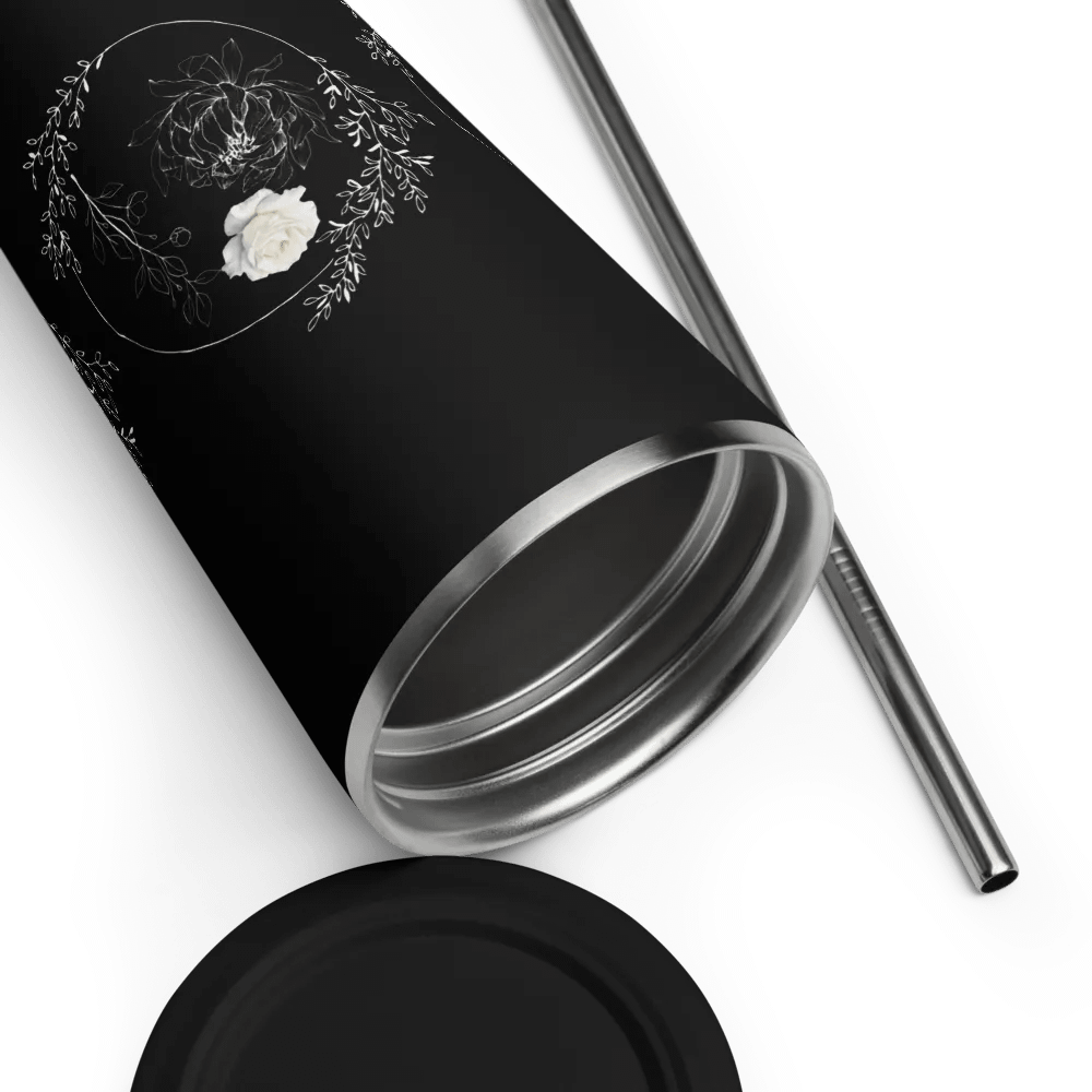 Floral White Line Tumbler with Straw product image (12)