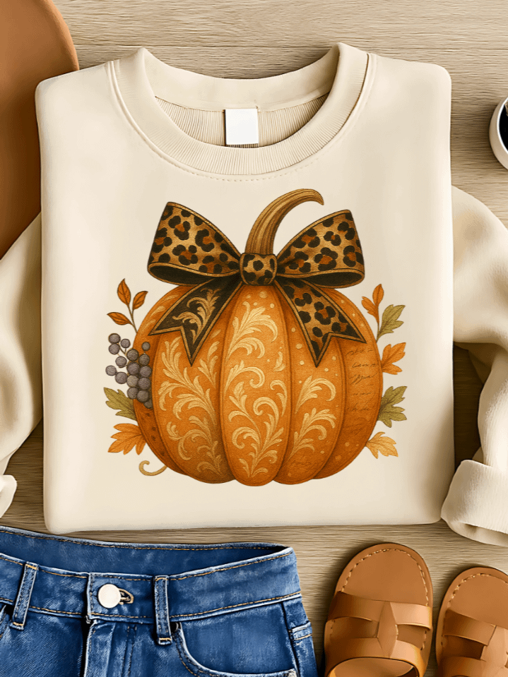 Fall Leaves Pumpkin Autumn Sublimation PNG – Vibrant Pumpkin & Leaf Clipart for T-Shirts – Warm & Festive Seasonal Design – 300 DPI Instant Digital Download product image (1)