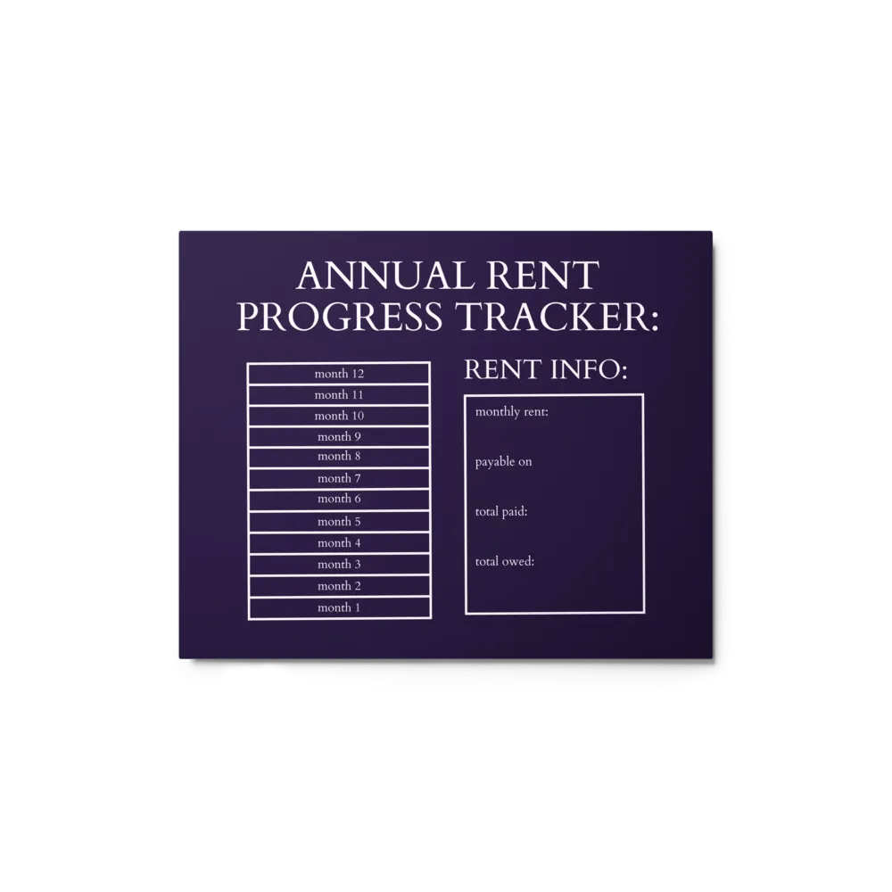 HIGHFALUTIN ANNUAL RENT TRACKER (white design 5) product image (1)