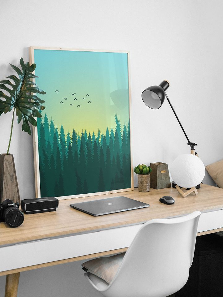 Serene Forest Dawn Vertical Poster – Captivating Nature Art Print for Rustic Home Decor Enthusiasts product image (1)