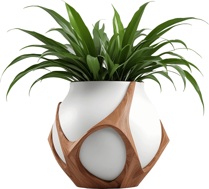 Wooden Embrace collection – Pot with Plant PNG product image (1)