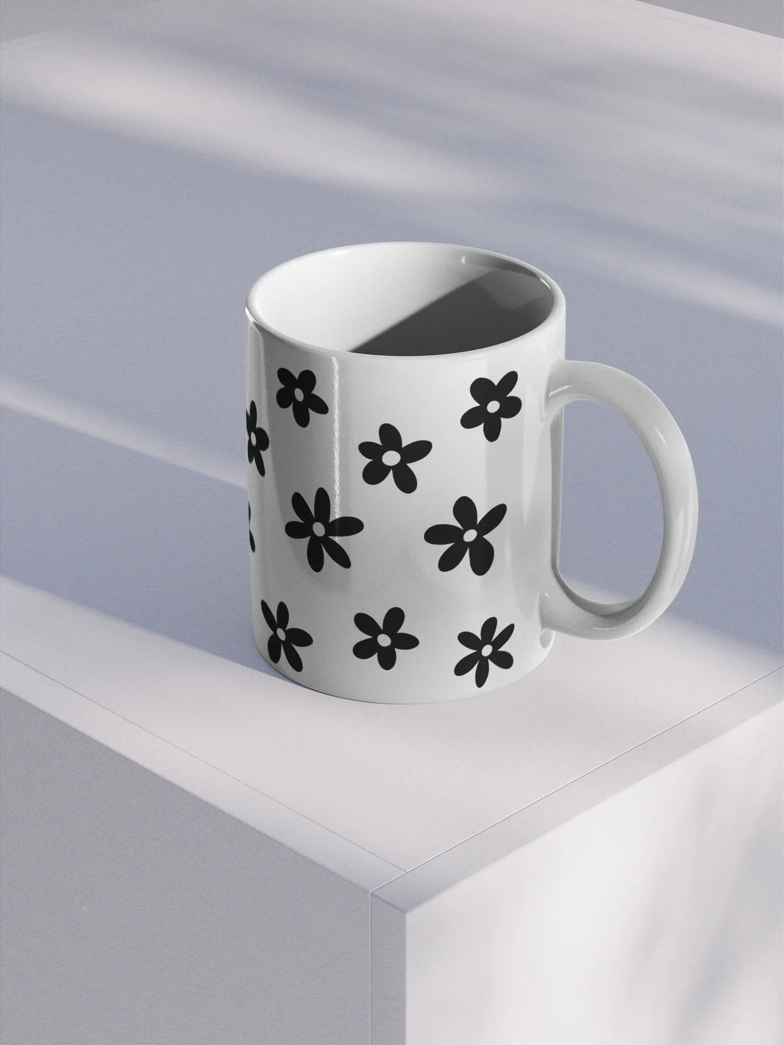 black and white floral mug product image (3)