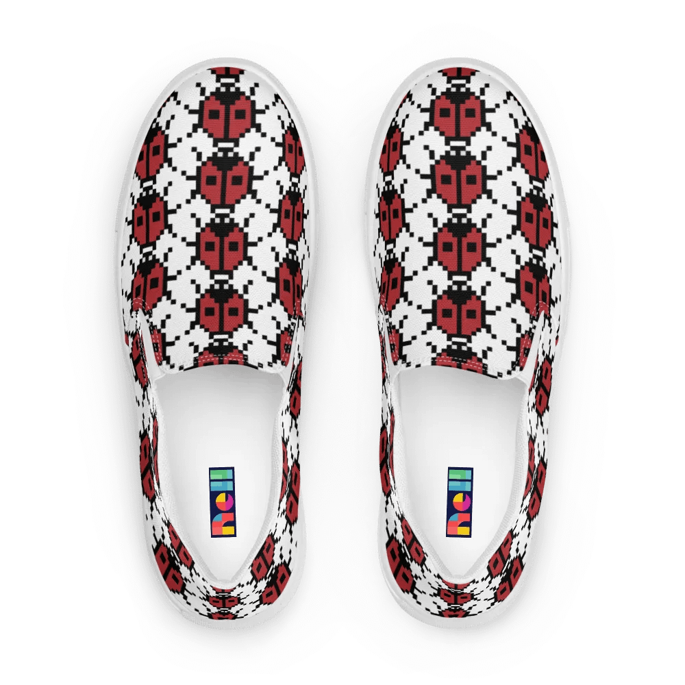 Pixel Art Beetle Women's Slip-On Shoes product image (1)