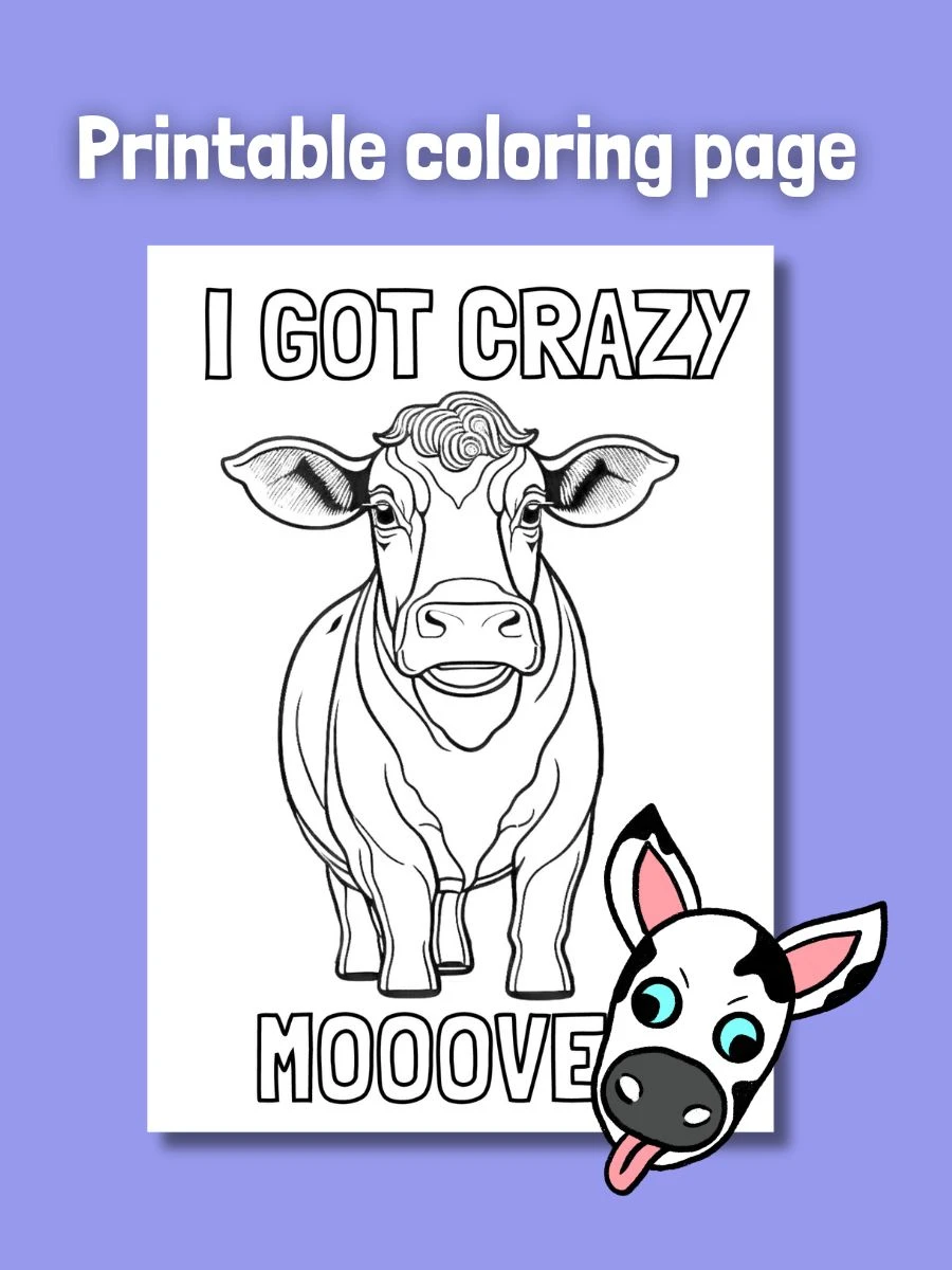 Free Printable Cow Coloring Page PDF product image (1)