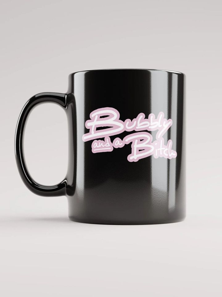 Bubbly and a B*tch (lined design, #E1B9CE) glossy black mug product image (2)
