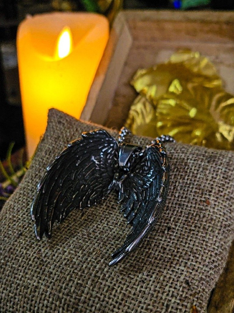 The Armored Kingdom Silver Guardian Wings of Glory Necklace - Wing Design - Stainless Steel product image (4)