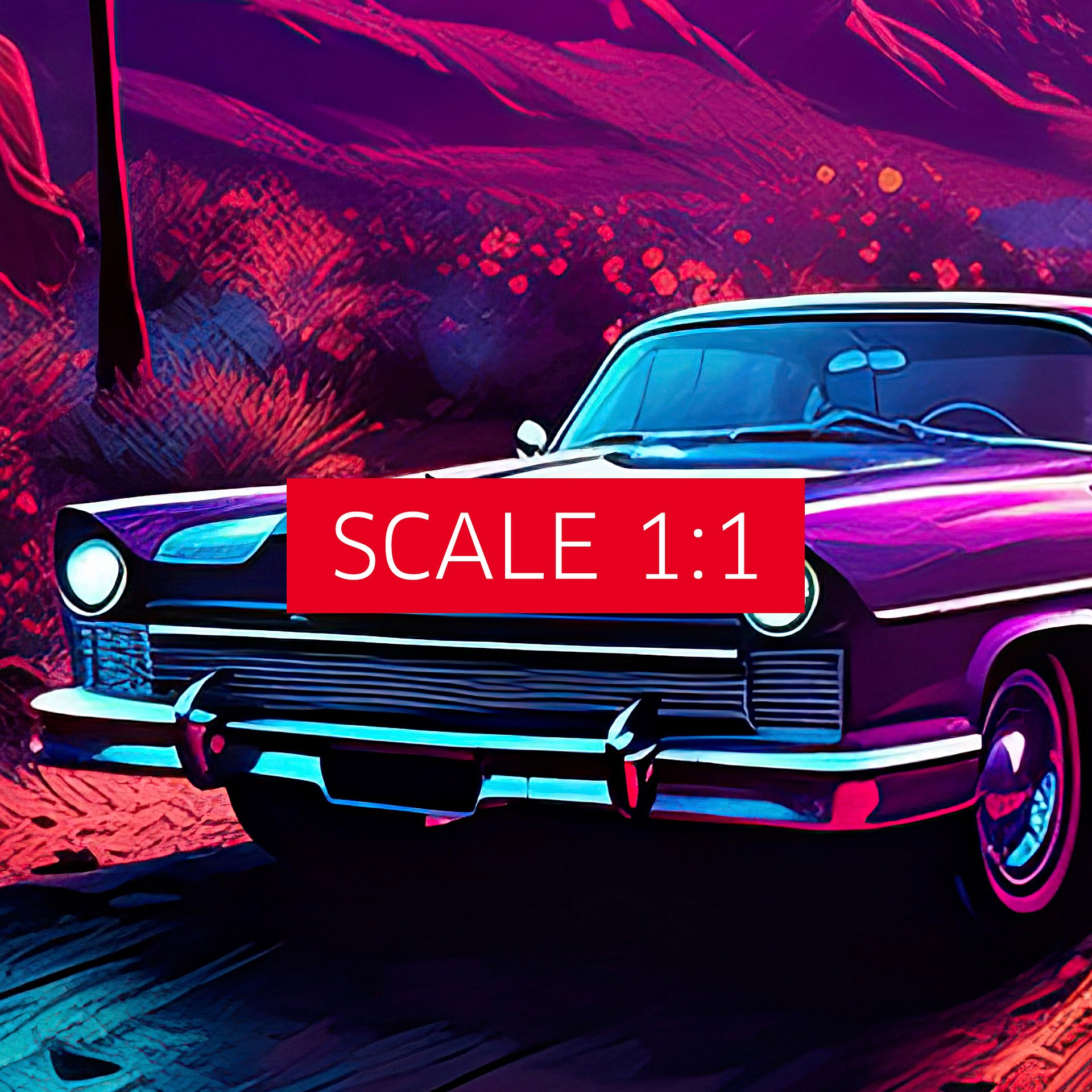 Synthwave aesthetic retro car, 60s car Lincoln/Chrysler [synthwave/vaporwave/cyberpunk] — aesthetic art print product image (4)