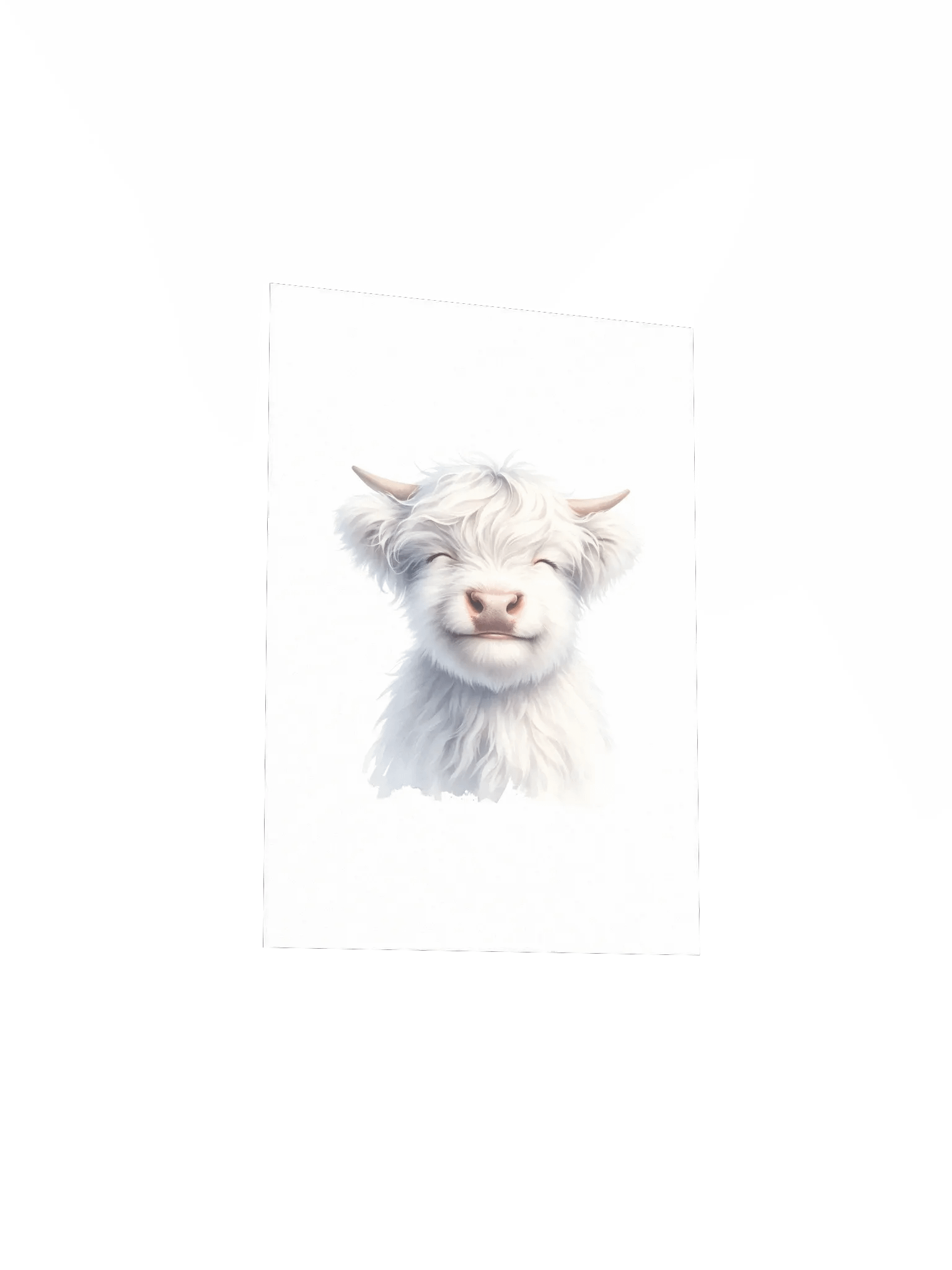 Happy White Highland Cow Nursery Print product image (2)