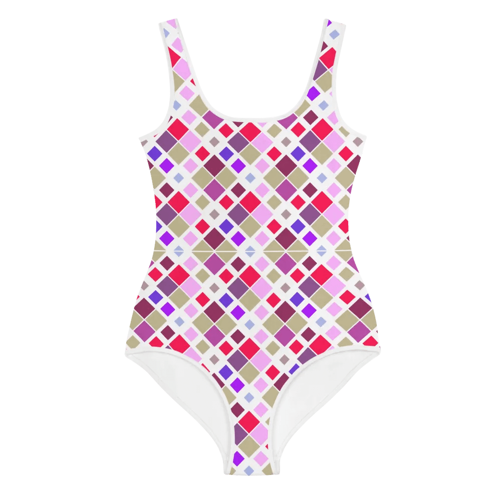 Colorful Square Patterns Youth Swimsuit - Ver 3 product image (1)