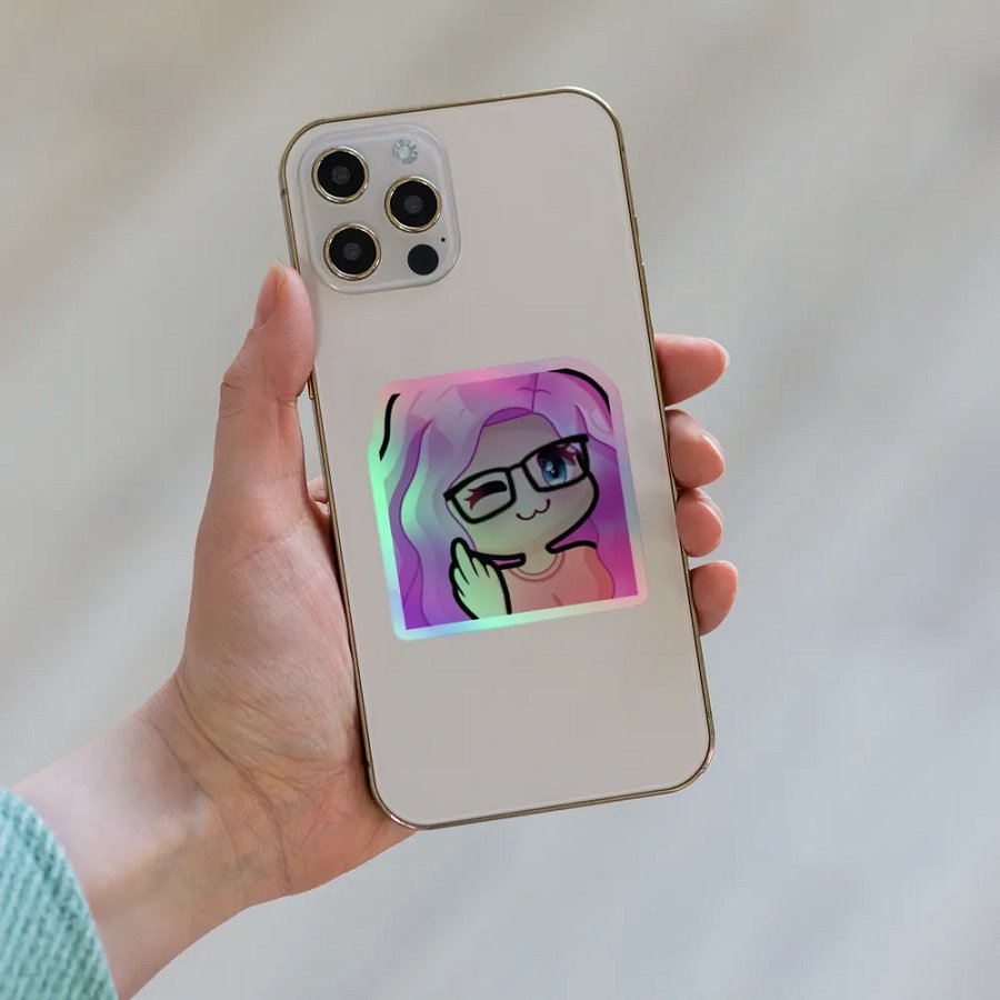 A Holographic Peachy Hello Sticker product image (6)