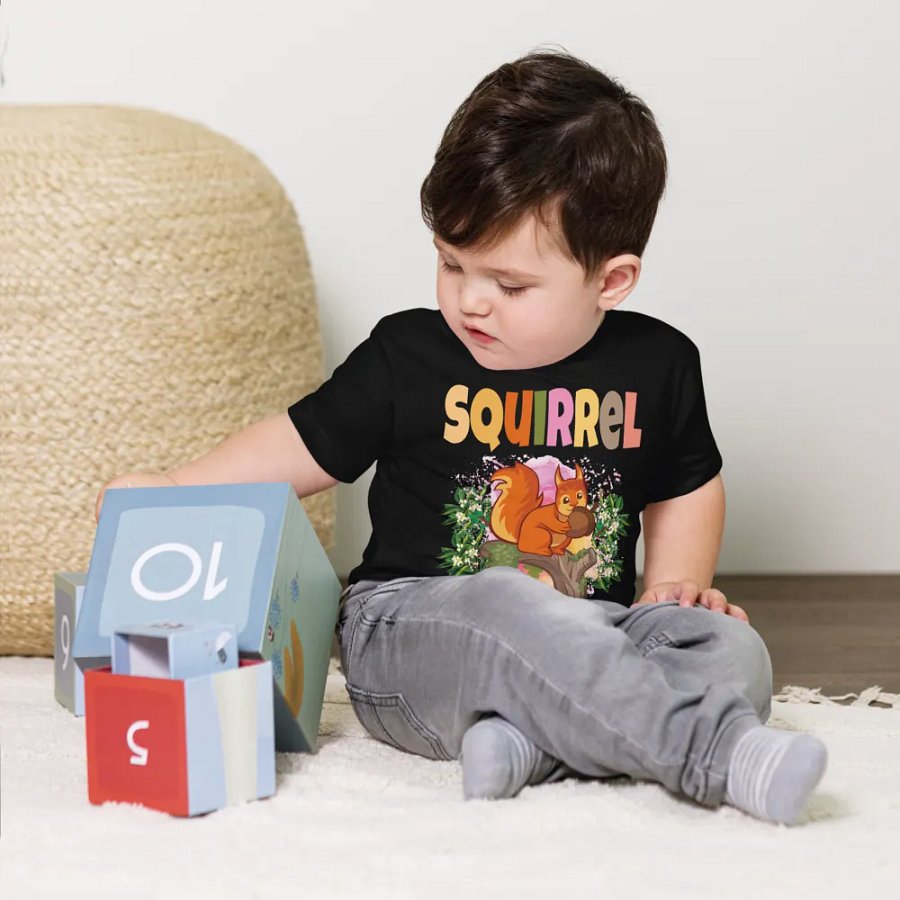 Squirrel Colorful Funny Cute Bella +Canvas Toddler T-Shirt – Funny Shirt, Best Gift for Kids product image (10)