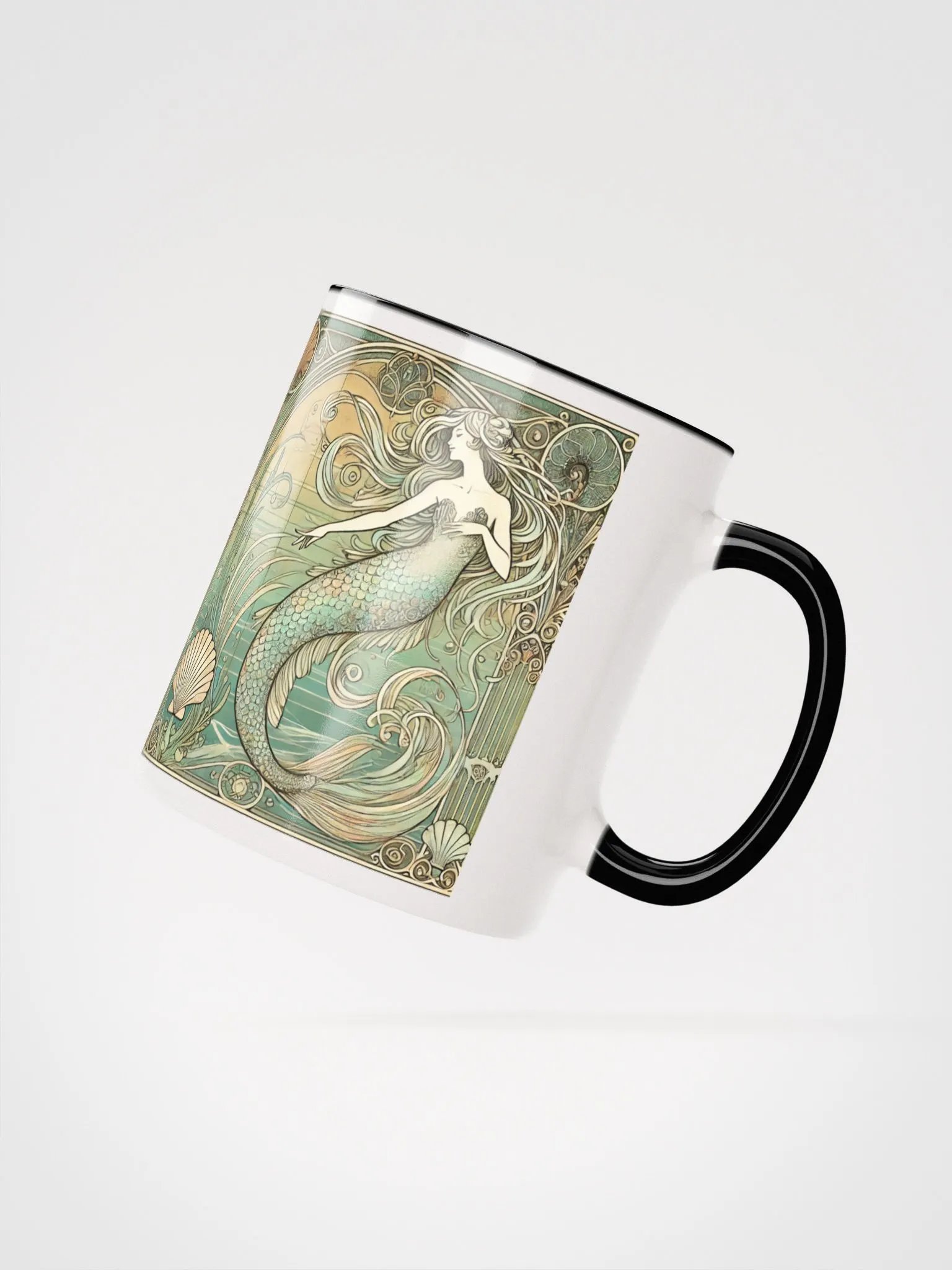 Art Nouveau Mermaid Coffee Mug – Sip in Style with Oceanic Elegance product image (7)