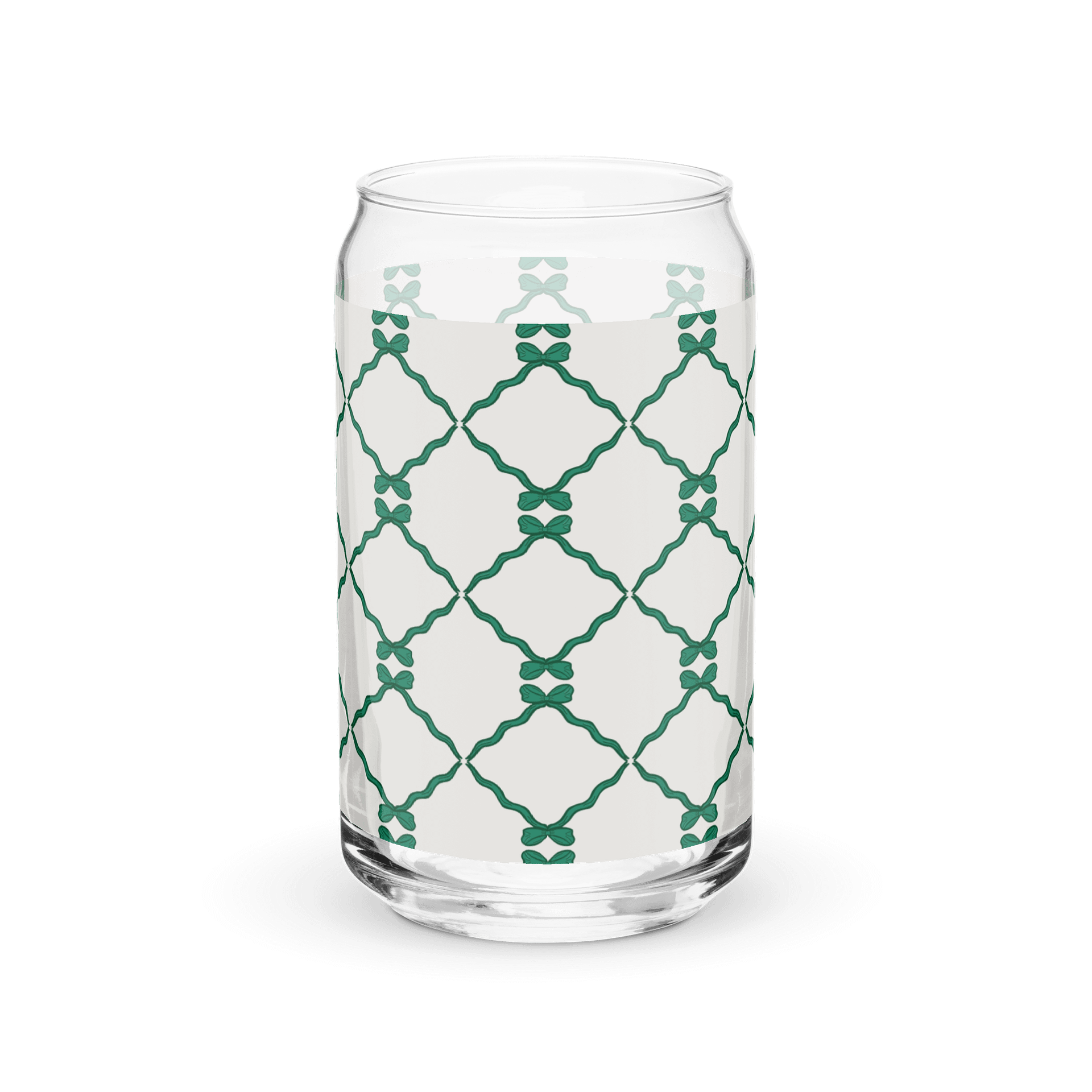 Bows and Ribbon Pattern in White and Green Glass Tumbler product image (3)