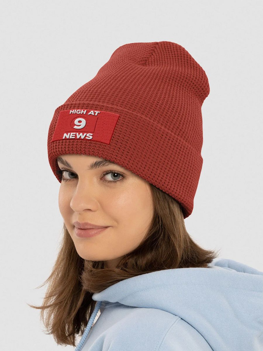 HA9N Official Logo Embroidered Red Waffle Beanie product image (6)