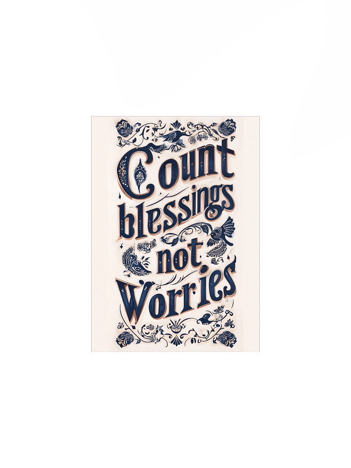 Count Blessings, Not Worries – Decorative Typography Beige Background Poster product image (1)