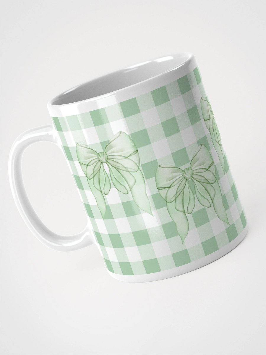 Mug Blanc Vichy Revisité - Vert Pastel - Cadeau Style Chic et Poétique product image (3)