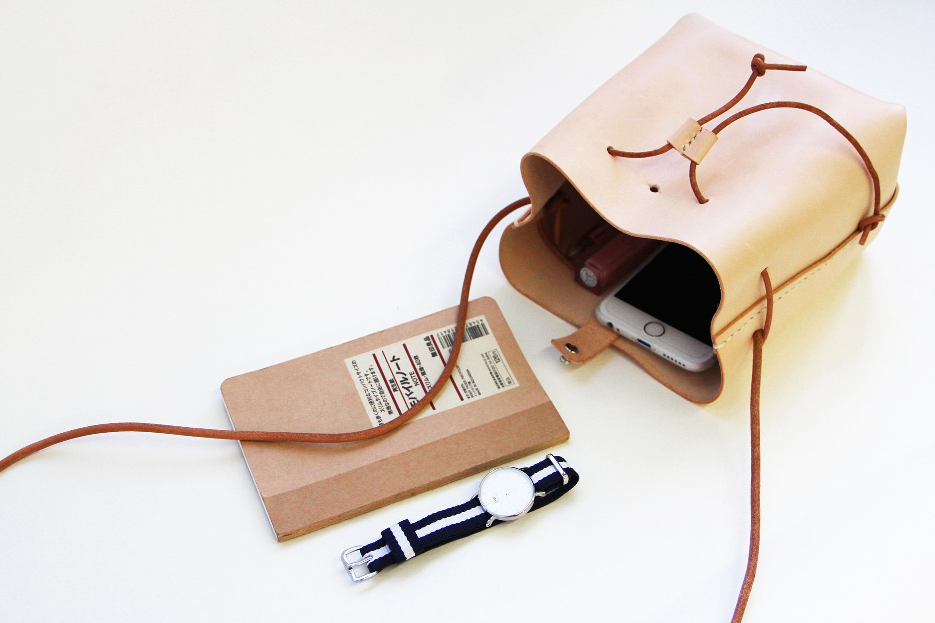 Leather Drawstring Bucket Bag product image (10)