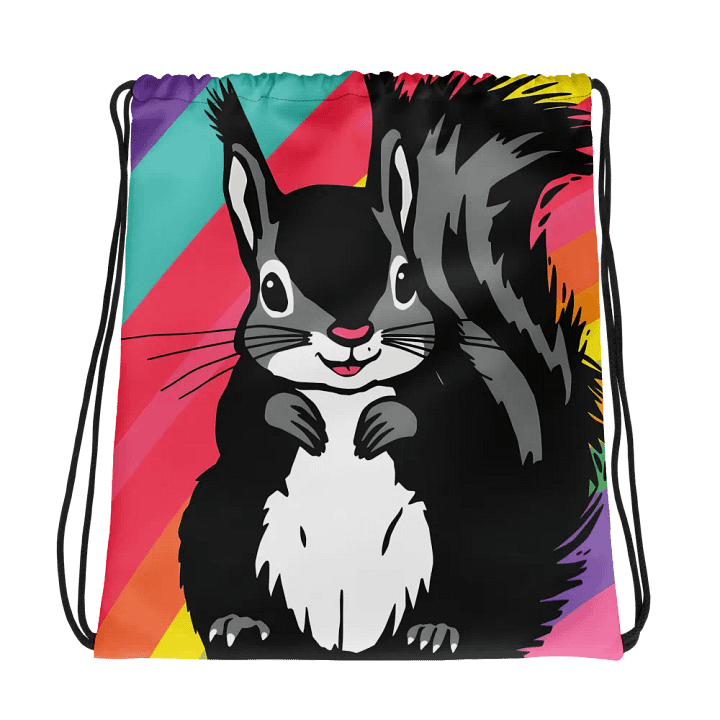 Rainbow Striped Squirrel All-Over Drawstring Bag product image (1)