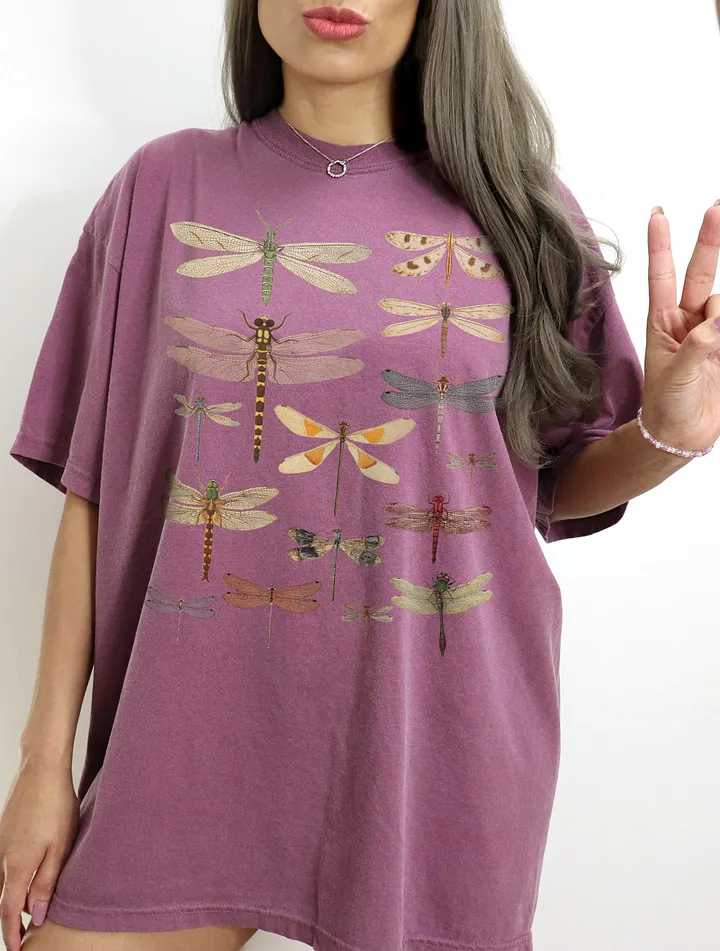 Various Types of Dragonflies T-Shirt | Vintage-Style Goblincore and Fairycore Shirt for Entomology and Insect Enthusiasts product image (1)