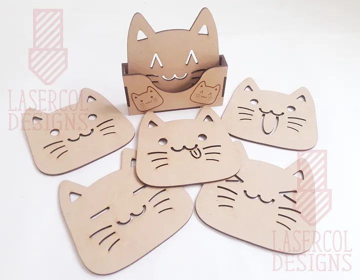 Cute Cat Coasters (6) Set 2 - Laser Cut Files product image (2)