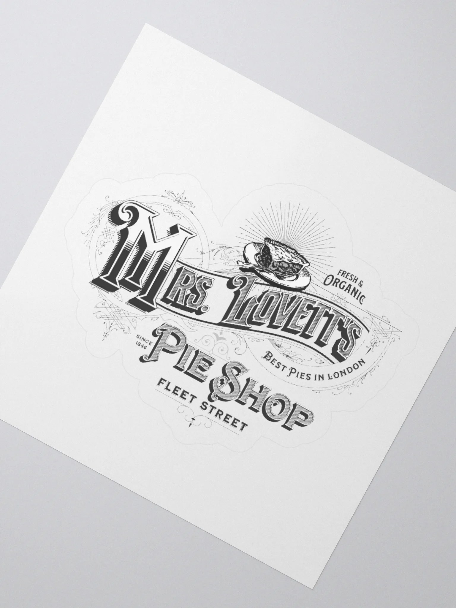 Mrs. Lovett’s Pie Shop Sticker – Kiss-Cut Vinyl Decal for Sweeney Todd Collectors product image (2)