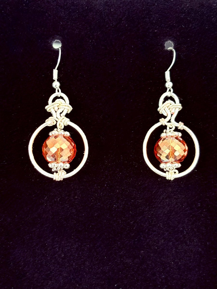 MFD-00231 | Autumn Glow Earrings | Faceted Citrine-Hued Beads | Hammered Silver-Plated Wire & Sterling Silver Hooks | Handmade Jewelry by Monique Faella Designs™ product image (4)