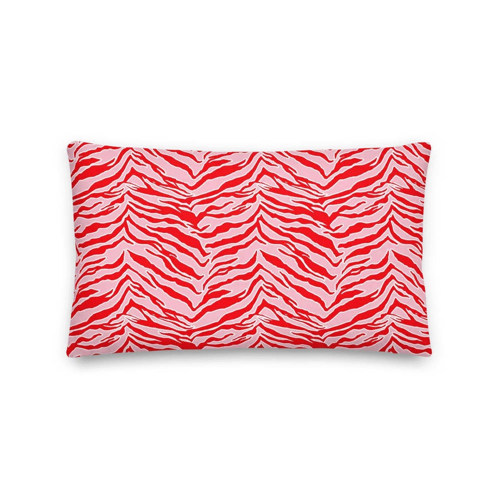 Tiger Print Red and Pink Throw Pillow product image (2)