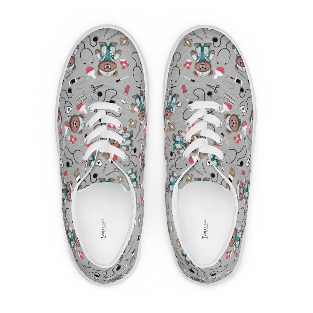 Cute Medical Bears Lace-up Canvas Shoes (Grey) product image (5)