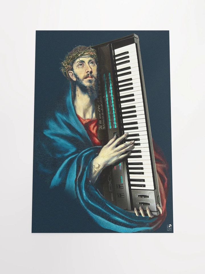 Christ Carrying the DX7 (Yamaha DX7) by Frank Fonik, EDM Techno Enhanced Matte Poster product image (1)