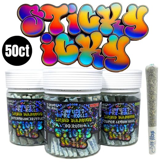 Sticky Icky THCA Pre-Rolls with Liquid Diamonds - 2g Jar of 50 product image (1)