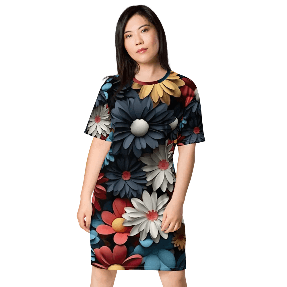 3D-Ditsy-Flowers-Seamless-Patterns T-shirt Dress - V1 product image (3)
