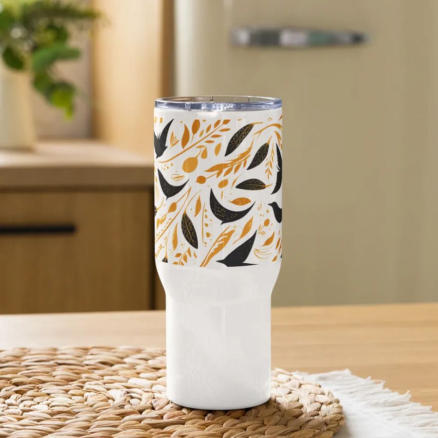Artistic Crow Pattern Travel Mug product image (9)