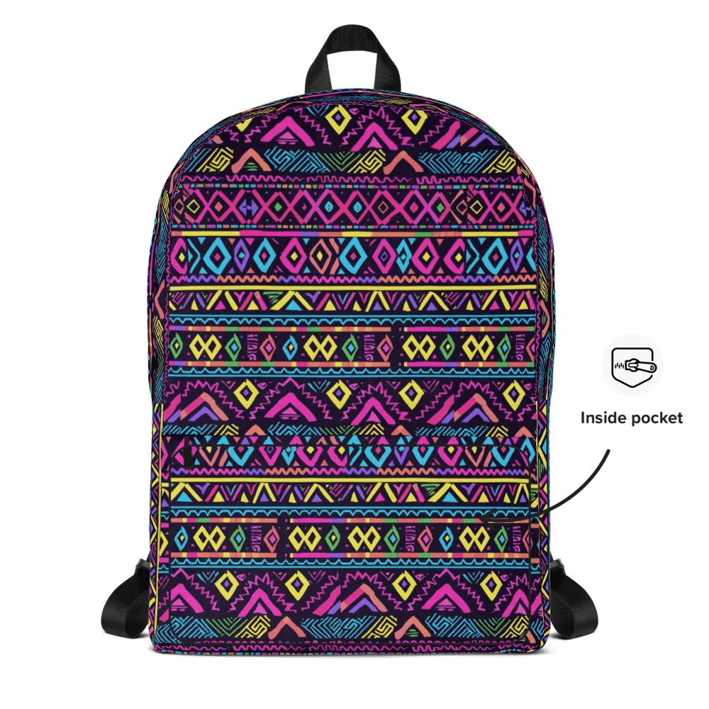 Neon Tribal Geometry Adventure Backpack product image (4)
