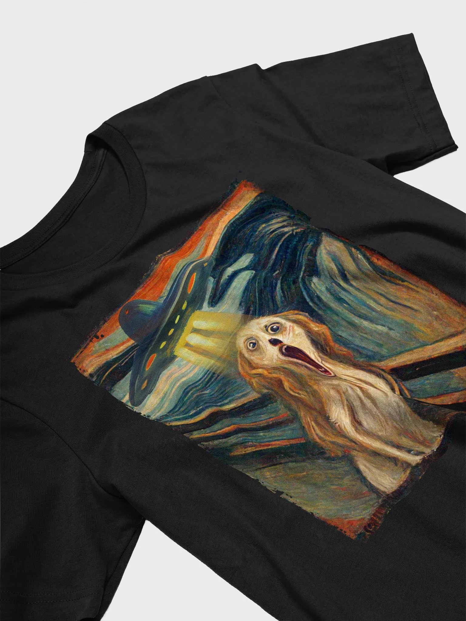 "The Scream" Dog UFO Graphic T-Shirt - Funny Art Parody Tee product image (4)