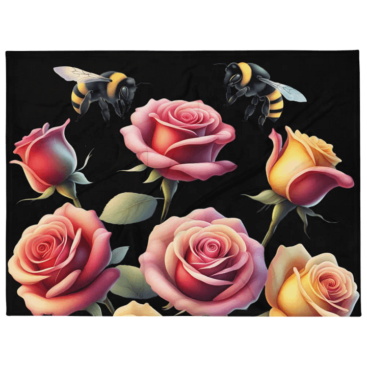 Honey Bees and Roses Graphical Design Throw Blanket product image (1)