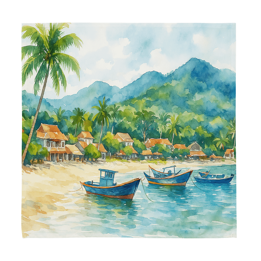 Tropical Coastal Cloth Napkins – Set of 4 | 2 Watercolor Beach & 2 Foliage Print | 20" x 20" product image (5)