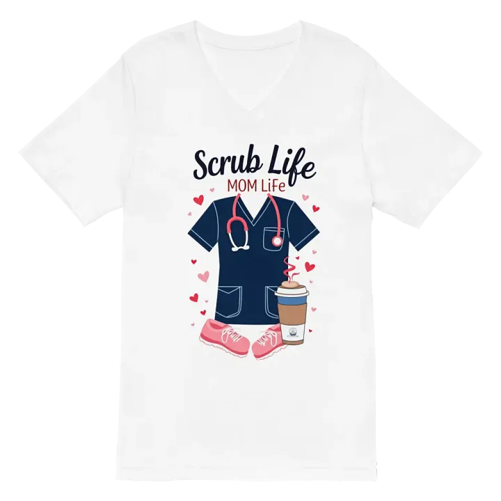 MOM Life Scrub Life v-neckTee product image (2)