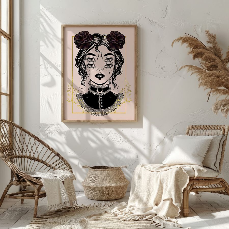 Four Eyed Witch Portrait Gothic Art Print product image (7)