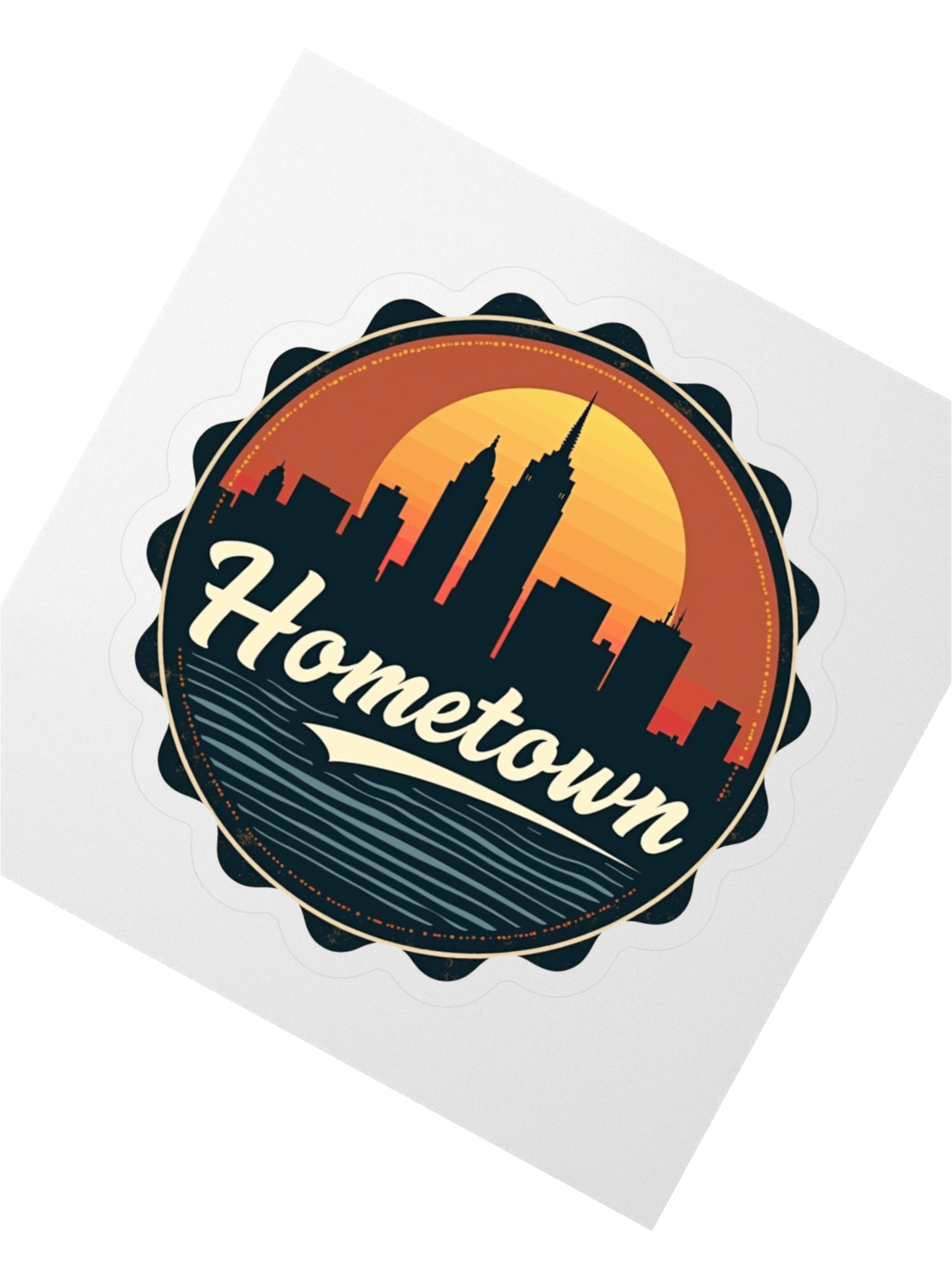 Hometown Vintage City Skyline Kiss Cut Sticker - Retro Urban Cityscape Decal - Waterproof Vinyl Sticker product image (2)