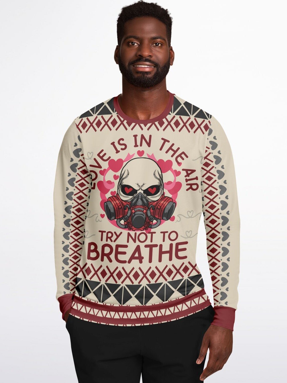 "Love Is In The Air" Gas Mask Sweatshirt | Funny Anti Valentine Sweater | Sarcastic Dark Humor Outfit product image (7)