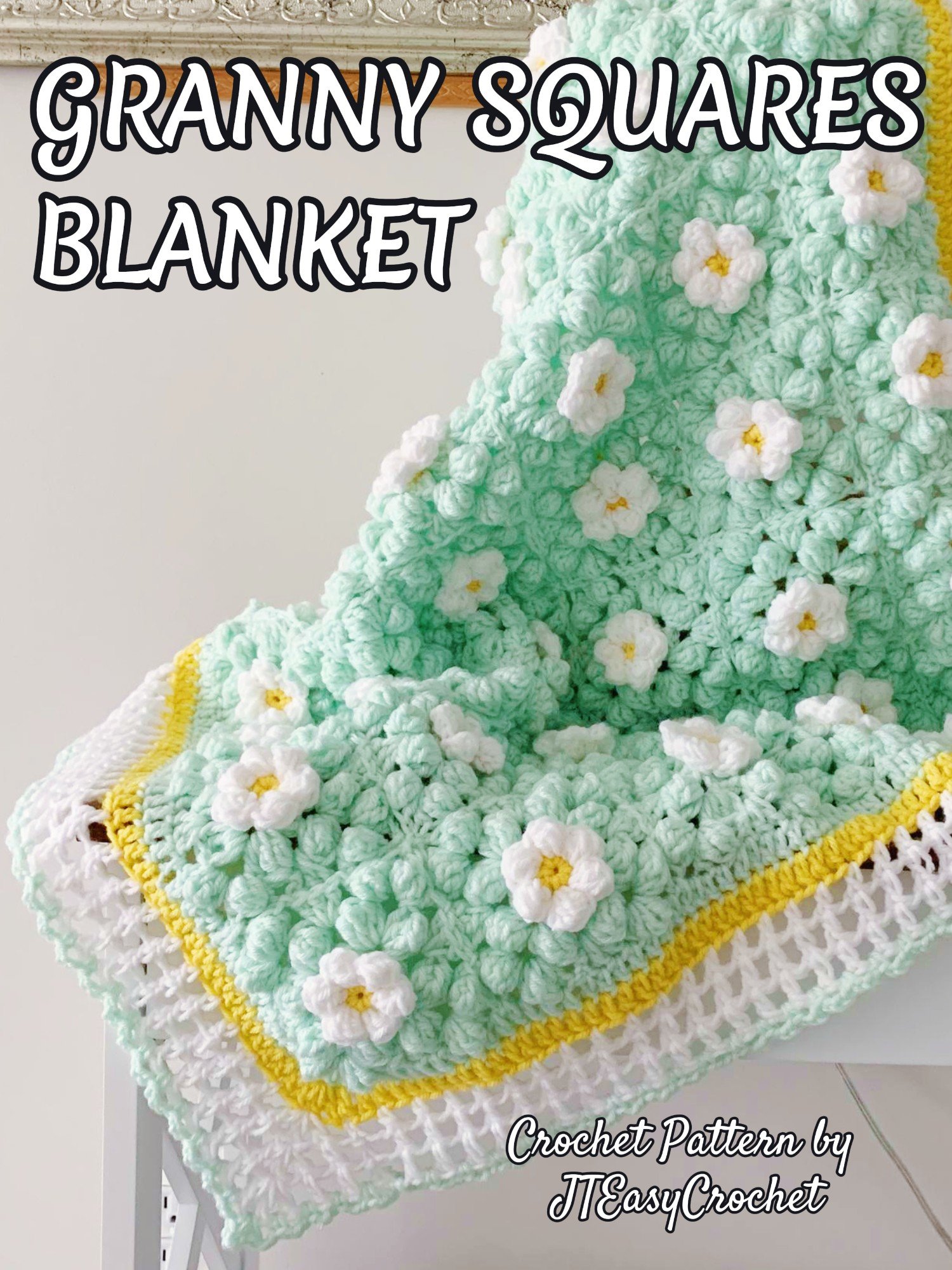 Daisy Flower Crochet Blanket Pattern, 3D Daisy Granny Square Textured Afghan product image (8)