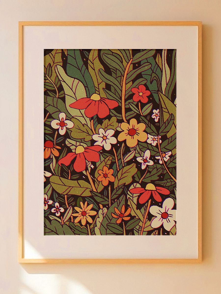 Retro Flowers Print product image (1)