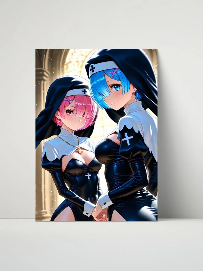 Re:Zero Rem & Ram Metal Print Collection – 8x10 Premium Wall Art – Anime Sisters & Emilia Edition product image (1)